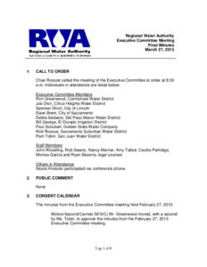 Regional Water Authority Executive Committee Meeting Final Minutes March 27, [removed].