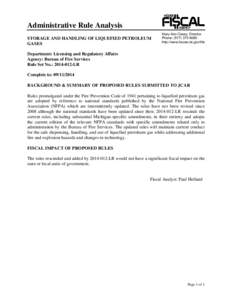 Administrative Rule Analysis STORAGE AND HANDLING OF LIQUEFIED PETROLEUM GASES Mary Ann Cleary, Director Phone: ([removed]