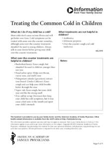 Treating the Common Cold in Children