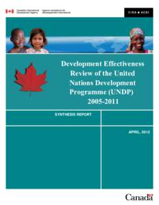 Development Effectiveness Review of the United Nations Development Programme (UNDP[removed]SYNTHESIS REPORT