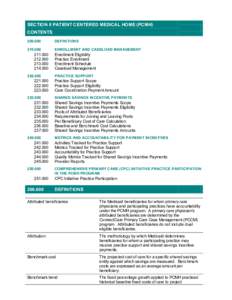 SECTION II PATIENT CENTERED MEDICAL HOME (PCMH) CONTENTS[removed]DEFINITIONS