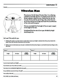 student handout Name(s)______________________________________________________________________________________________________ Vitruvian Man The picture at the left shows Vitruvian Man. It is a drawing created by Leonardo