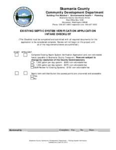 Skamania County  Community Development Department Building/Fire Marshal Environmental Health Planning