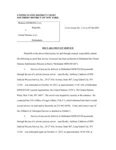 Plaintiff / Ira J. Kurzban / United States Postal Service / Lawsuit / Institute for Justice & Democracy in Haiti / Law / United Nations Stabilisation Mission in Haiti / Service of process