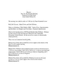 Cairo FOP July 26, 2012 Meeting Minutes