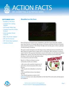 ACTION FACTS DFC MARKETING & NUTRITION NEWS SEPTEMBER[removed]Breakfast on the Farm