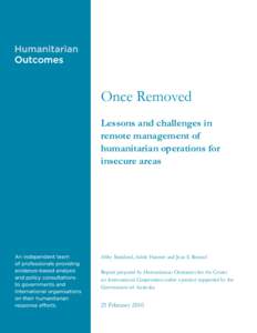Once Removed Lessons and challenges in remote management of humanitarian operations for insecure areas