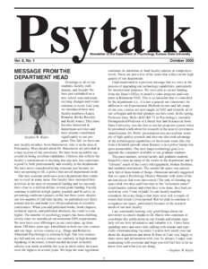 Psytalk Newsletter of the Department of Psychology, Kansas State University Vol. 8, No. 1  October 2000