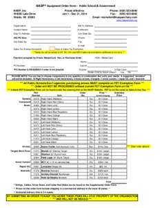 NASP ® Equipment Order Form - Public School & Government NASP, Inc. W4285 Lake Drive Waldo, WI[removed]Prices effective: