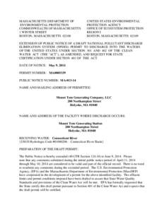 Mount Tom Generating Station; Draft Permit; MA0005339