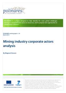 Mining industry corporate actors analysis