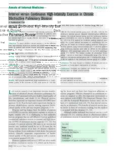 Article  Annals of Internal Medicine Interval versus Continuous High-Intensity Exercise in Chronic Obstructive Pulmonary Disease