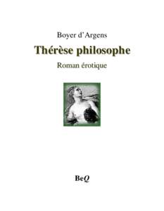 Boyer d’Argens  Thérèse philosophe Roman érotique  BeQ