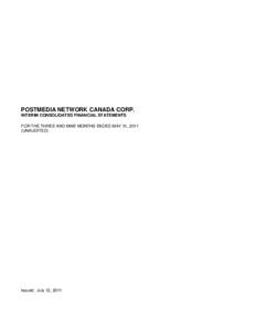 Financial statements / Generally Accepted Accounting Principles / Postmedia Network / Balance sheet / Canwest / Postmedia News / Income statement / Consolidation / National Post / Accountancy / Finance / Business