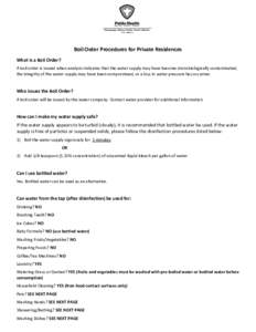         Boil Order Procedures for Private Residences  What is a Boil Order? 