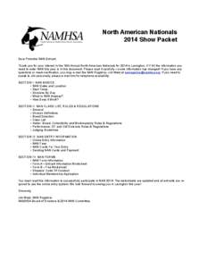 North American Nationals! 2014 Show Packet