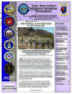 Joint Non Non-- Lethal Weapons Program Newsletter Joint Non-Lethal Weapons Directorate 3097 Range Road, Quantico, VA 22134