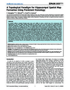 A Topological Paradigm for Hippocampal Spatial Map Formation Using Persistent Homology Y. Dabaghian1,2*, F. Me´moli3,4, L. Frank5, G. Carlsson3 1 Jan & Dan Duncan Neurological Research Institute, Baylor College of Medic