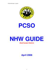 PCSO NHW Guide – April 08  PCSO NHW GUIDE (East Sussex District)