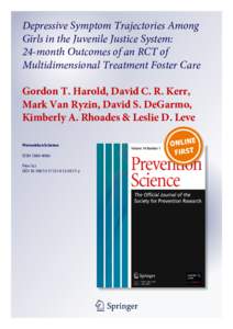 Microsoft Word - Harold_MTFC depression_Prevention Science Revision2_May[removed]