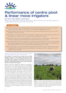 Performance of centre pivot & linear move irrigators Sam North1, Claire Kelliher2 & Adrian Smith3 1 3