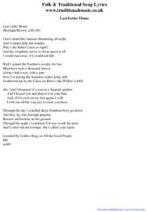 Folk & Traditional Song Lyrics - Last Letter Home