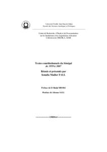 Université Cheikh Anta Diop de Dakar Faculté des Sciences Juridiques et Politiques _________________________________________________ Centre de Recherche, d’Étude et de Documentation sur les Institutions et les Légi