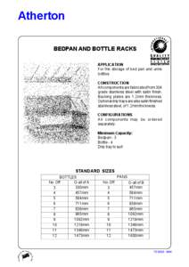 Atherton BEDPAN AND BOTTLE RACKS APPLICATION For the storage of bed pan and urine bottles CONSTRUCTION