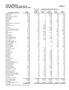 STATE OF NEBRASKA STATE-WIDE COST ALLOCATION PLAN FOR THE FISCAL YEAR ENDED JUNE 30, 2009 ALLOWABLE AGENCIES