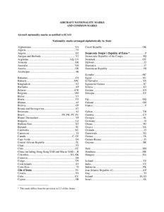 AIRCRAFT NATIONALITY MARKS AND COMMON MARKS