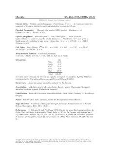 Claraite  (Cu, Zn)3(CO3 )(OH)4 • 4H2 O