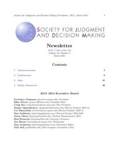 Society for Judgment and Decision Making Newsletter, 33(1), MarchNewsletter http://www.sjdm.org