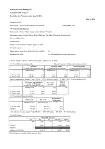 Nippon Television Holdings, Inc. Consolidated Flash Report Results for the 1st Quarter ended June 30, 2016 July 28, 2016 (Japanese GAAP) Stock listing: