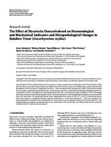 The Effect of Mycotoxin Deoxynivalenol on Haematological and Biochemical Indicators and Histopathological Changes in Rainbow Trout (Oncorhynchus mykiss)