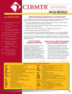 CENTER FOR INTERNATIONAL BLOOD & MARROW TRANSPLANT RESEARCH newsletter VOLUME 19, ISSUE 2, JUNE 2013