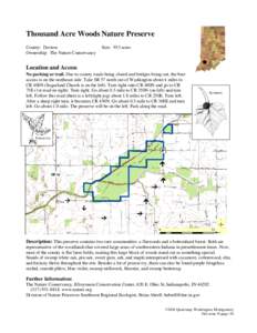 Thousand Acre Woods Nature Preserve County: Daviess Ownership: The Nature Conservancy Size: 933 acres