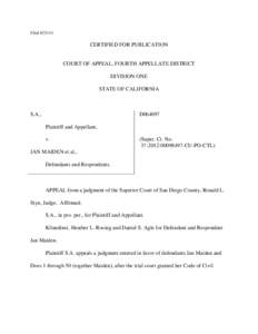 Filed[removed]CERTIFIED FOR PUBLICATION COURT OF APPEAL, FOURTH APPELLATE DISTRICT DIVISION ONE