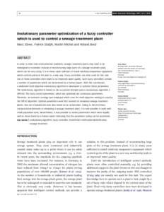 Q IWA Publishing 2010 Water Science & Technology—WST | 61.1 | [removed]Evolutionary parameter optimization of a fuzzy controller which is used to control a sewage treatment plant