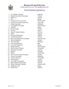 Bureau of General Services Professional Services Pre-qualification List Environmental engineering 1 2 3
