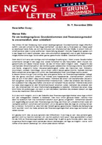 Nr. 9, November 2006 Newsletter-Essay: Werner Rätz: