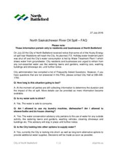 Microsoft Word - North Sask River oil spill FAQ