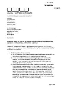 12 FEB[removed]SCANNED 11 FEB 2015 WILLIAM J WATT CONSULTING LTD PLANNING AND RESOURCE MANAGEMENT CONSULTANT