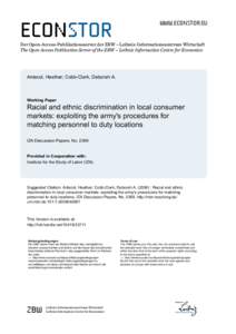 Racial and Ethnic Discrimination in Local Consumer Markets: Exploiting the Army’s Procedures for Matching Personnel to Duty Locations