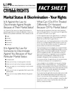 New Jersey Department of Law & Public Safety Division on FACT SHEET  Marital Status & Discrimination - Your Rights