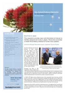 New Zealand Embassy Newsletter  for New Zealanders in Japan December 2010  	 In this edition