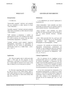 CHAPTER 230  CHAPITRE 230 WILLS ACT