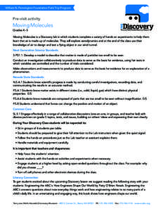 William N. Pennington Foundation Field Trip Program  Pre-visit activity Moving Molecules Grades 4–5