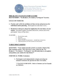 BREAK-OUT FACILITATOR’S GUIDE ROUND ROBIN: “No Brainers, No Gainers, No Regrets” Exercise GOALS OF EXERCISE 1. Practice and verify the usefulness of these terms and processes for individual station planning. (Parti