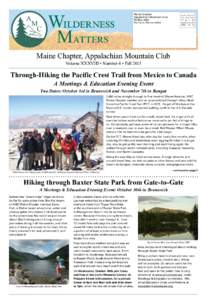 Wilderness 	 Matters Maine Chapter Appalachian Mountain Club PO Box 1534