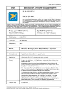 EASA AD No.: E  EASA EMERGENCY AIRWORTHINESS DIRECTIVE AD No.: E